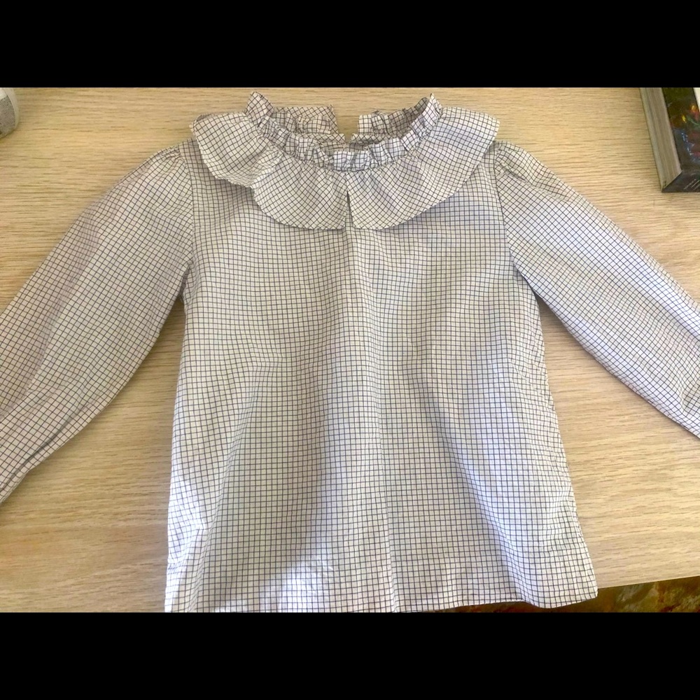 Jacadi Peter Pan Collar Checked Blouse
